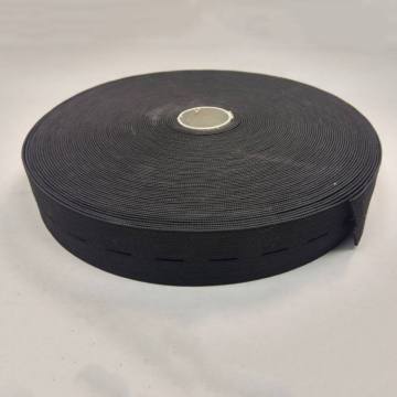 Elastika z luknjicami 30 mm ČRNA 25m 5014